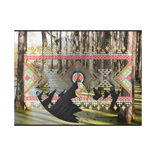 Artistic Matte Canvas Print, Nature Wall Art, Bohemian Home Decor, Forest Landscape Decor, Tribal Design, Gift for Nature Lovers