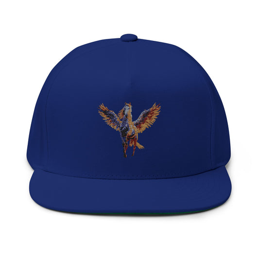 Majestic Pegasus Flat Bill Cap, Embroidered Snapback Hat, Casual Wear, Gifts for Horse Lovers, Unique Headwear