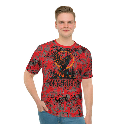 Red Phoenix Graphic T-Shirt — 'Everything's' Tribal Grunge All-Over Print