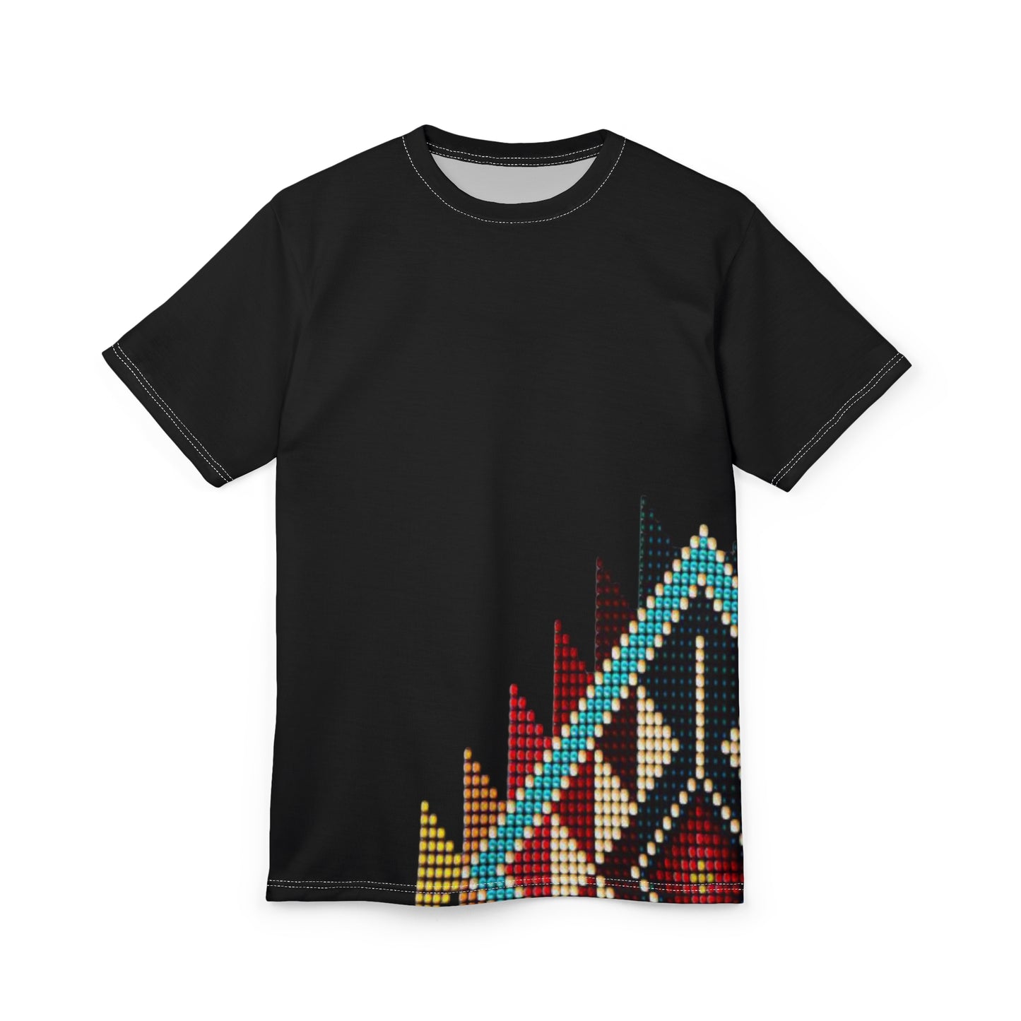 Vibrant Unisex Cut & Sew Graphic Tee - Colorful Geometric Design