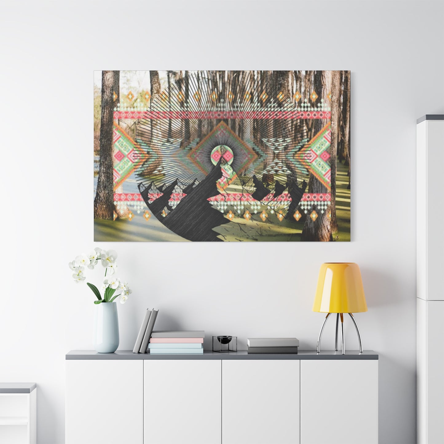 Artistic Matte Canvas Print, Nature Wall Art, Bohemian Home Decor, Forest Landscape Decor, Tribal Design, Gift for Nature Lovers