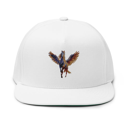 Majestic Pegasus Flat Bill Cap, Embroidered Snapback Hat, Casual Wear, Gifts for Horse Lovers, Unique Headwear