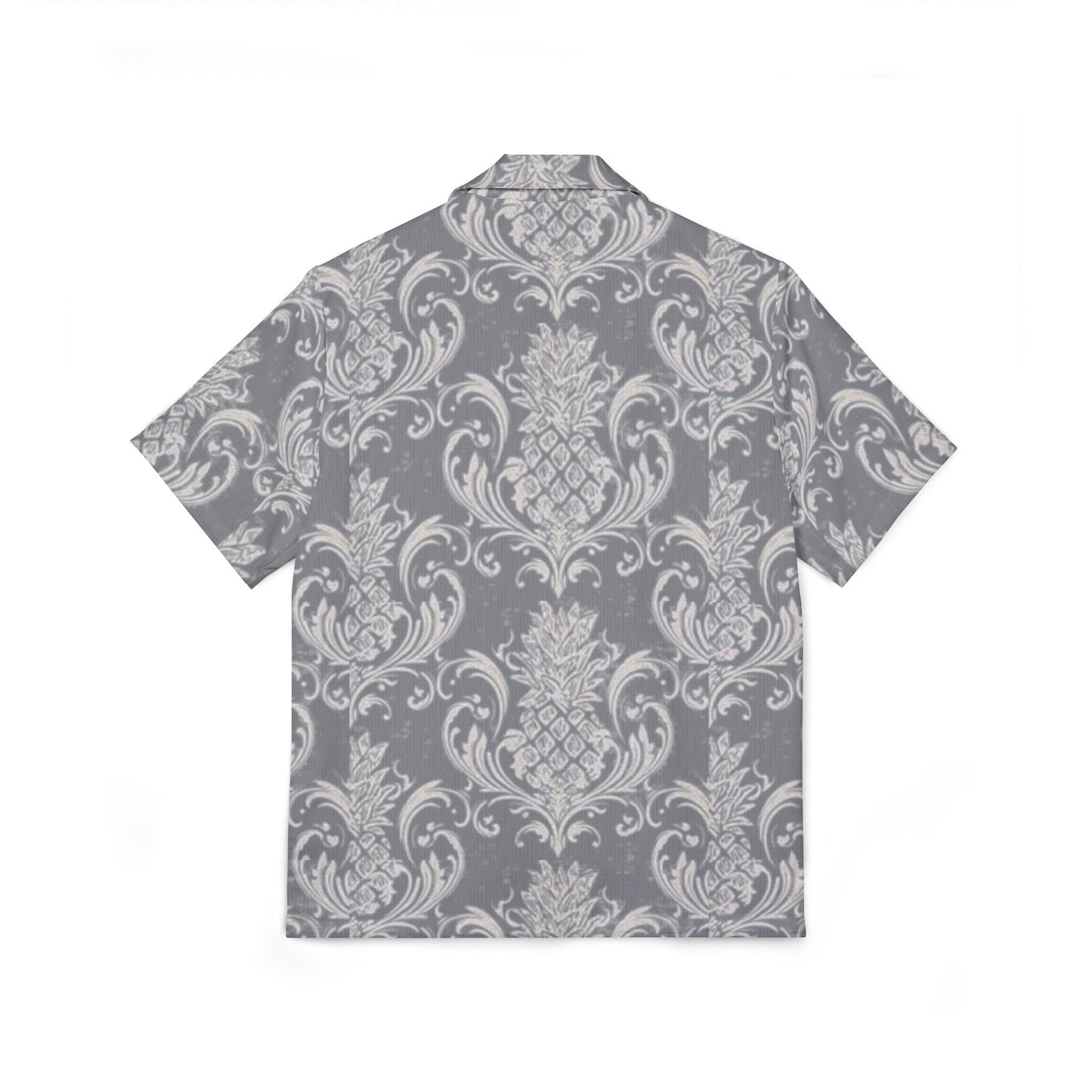 Men's Hawaiian Camp Shirt - Grey Pineapple Design for Summer Vibes