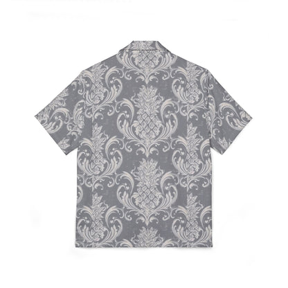 Men's Hawaiian Camp Shirt - Grey Pineapple Design for Summer Vibes