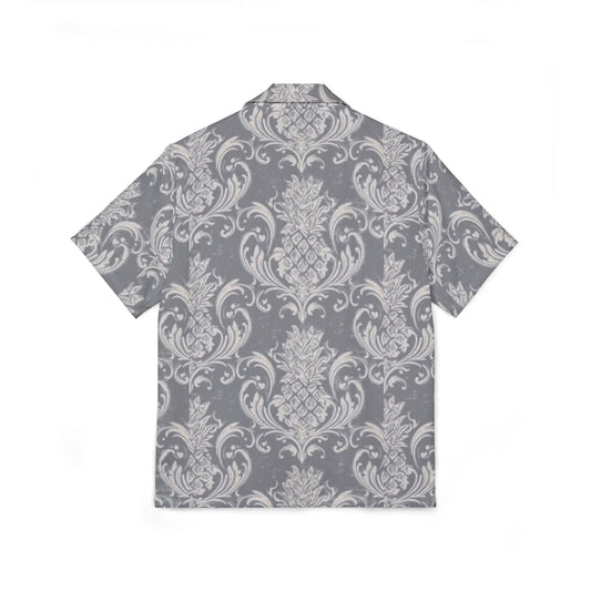 Men's Hawaiian Camp Shirt - Grey Pineapple Design for Summer Vibes