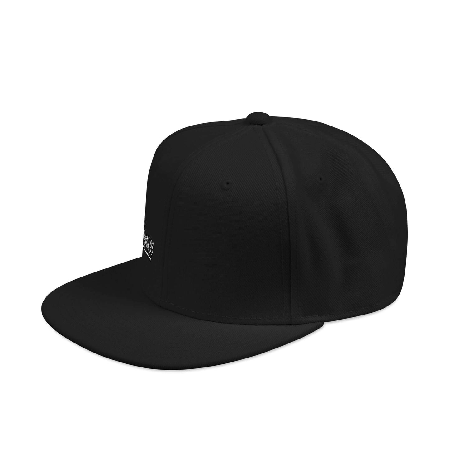 Embroidered Snapback Hat – Minimal Side Logo Flat Brim Cap