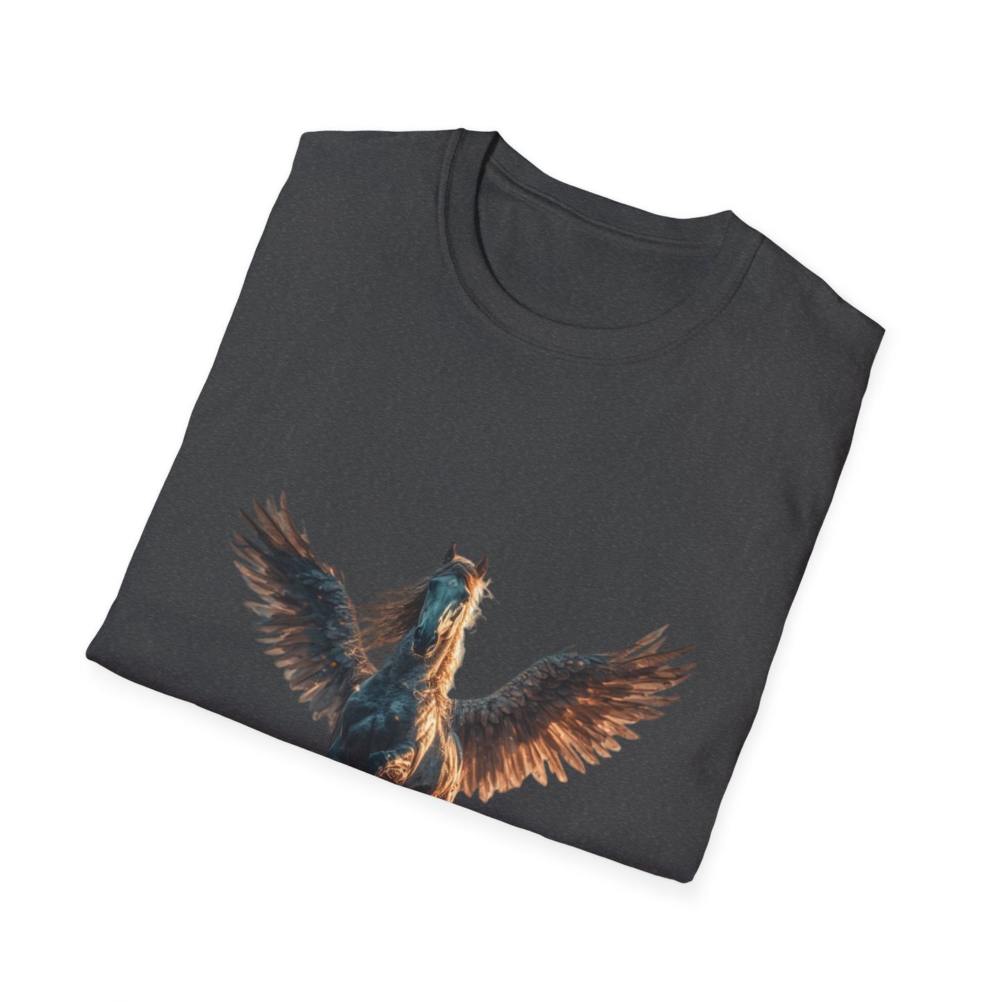 Original-taste Majestic Winged Horse Unisex Softstyle T-Shirt, Fantasy Apparel, Equestrian Gift, Animal Lover Tee, Unique Graphic Shirt