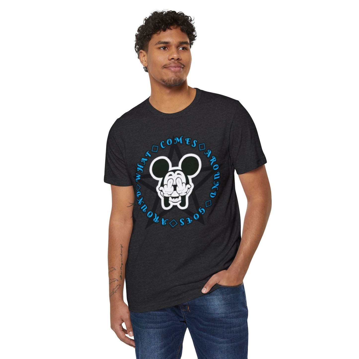 Graphic T-Shirt Bad Mickey Mouse Flipping the Bird Unisex Recycled Organic