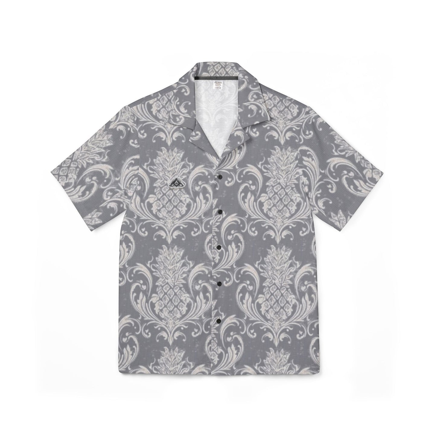 Men's Hawaiian Camp Shirt - Grey Pineapple Design for Summer Vibes