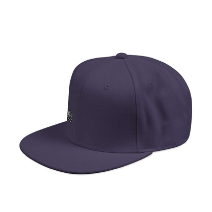 Embroidered Snapback Hat – Minimal Side Logo Flat Brim Cap