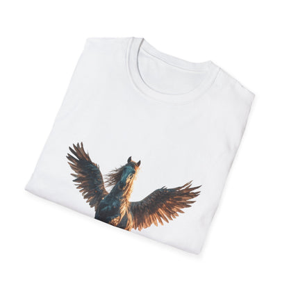 Original-taste Majestic Winged Horse Unisex Softstyle T-Shirt, Fantasy Apparel, Equestrian Gift, Animal Lover Tee, Unique Graphic Shirt