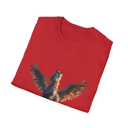 Original-taste Majestic Winged Horse Unisex Softstyle T-Shirt, Fantasy Apparel, Equestrian Gift, Animal Lover Tee, Unique Graphic Shirt