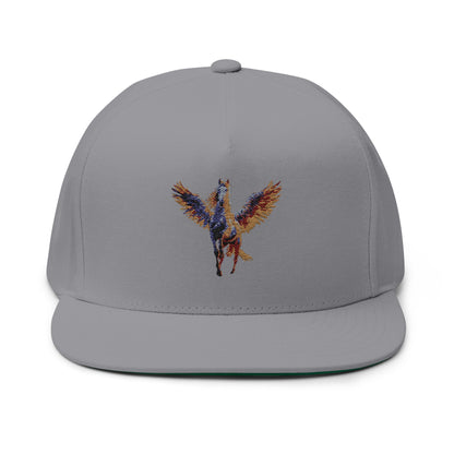 Majestic Pegasus Flat Bill Cap, Embroidered Snapback Hat, Casual Wear, Gifts for Horse Lovers, Unique Headwear
