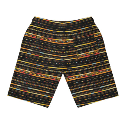 Trendy Athletic Long Shorts | Colorful Geometric Print, Fitness Gear, Summer Style, Beach Wear, Workout Shorts