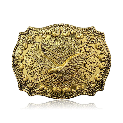 Absbolo Belt Buckles Men Western Cowboy Native American Eagle Belt Buckle Gold